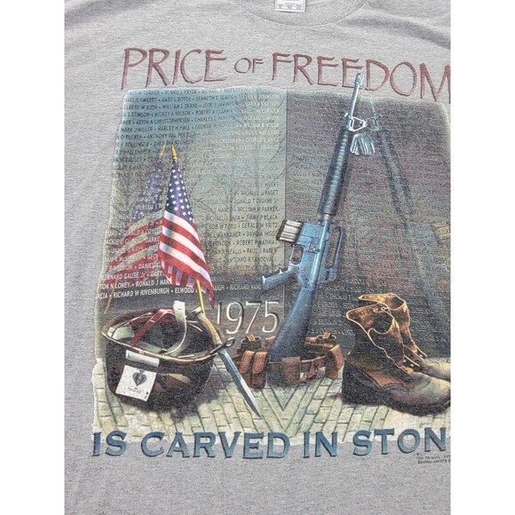 Price of Freedom Shirt Mens XL Gray Patriotic Veterans Memorial Graphic Made USA - Picture 4 of 10